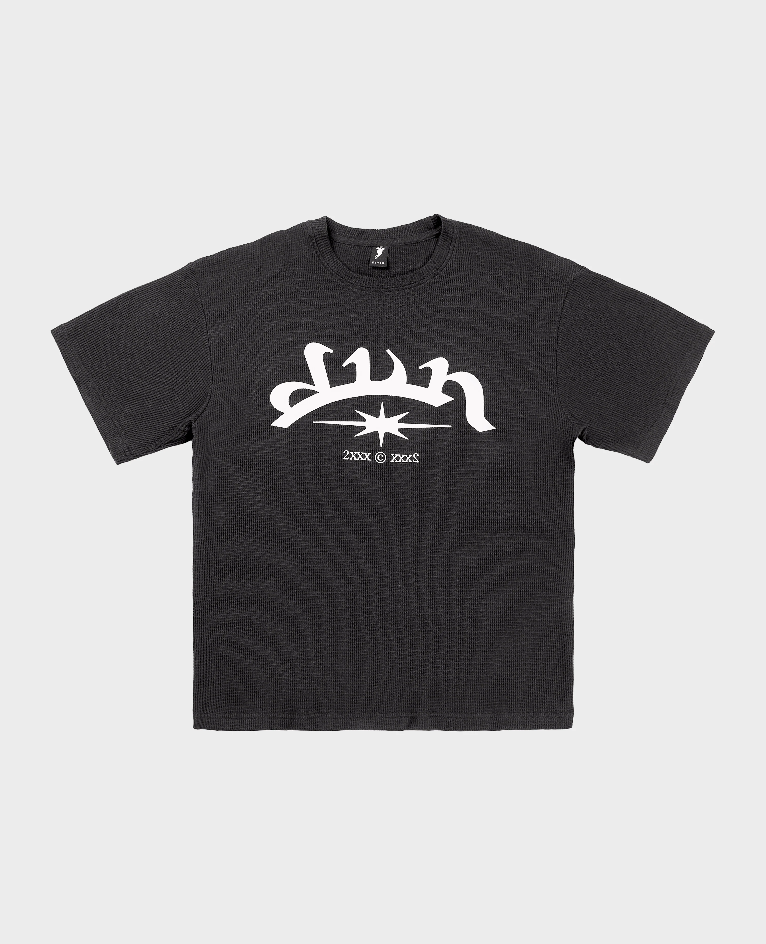 BLACK WAFFLE T-SHIRT